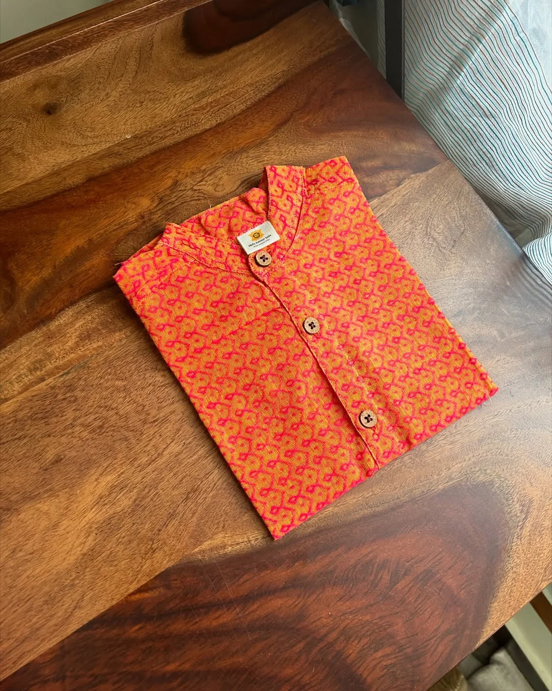 Kolam shirt, Double shade orange and pink cotton
