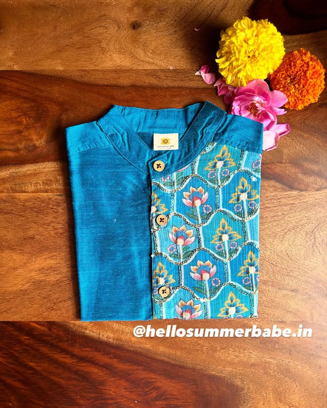Copper sulphate blue with floral design