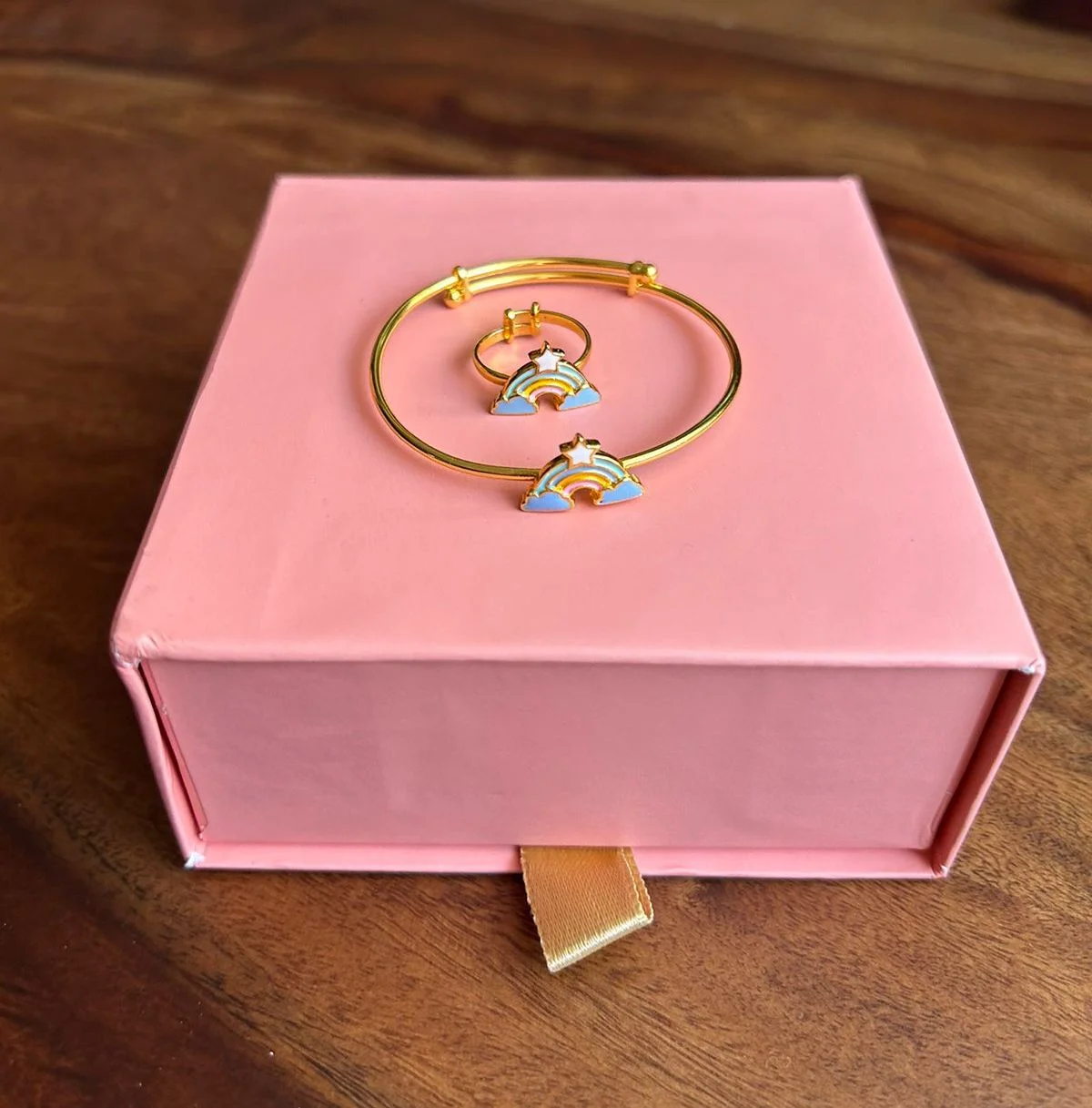 Rainbow Kada with Ring(Adjustable)